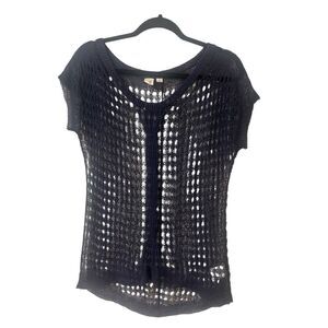 Anthropologie open work top by Yellow bird navy sz small